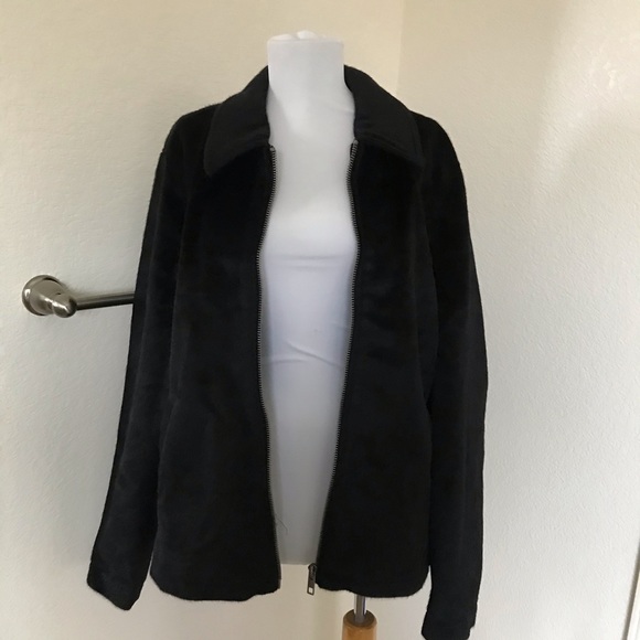 ASOS Faux Fur Black Zip Up Collared Jacket - Picture 5 of 8